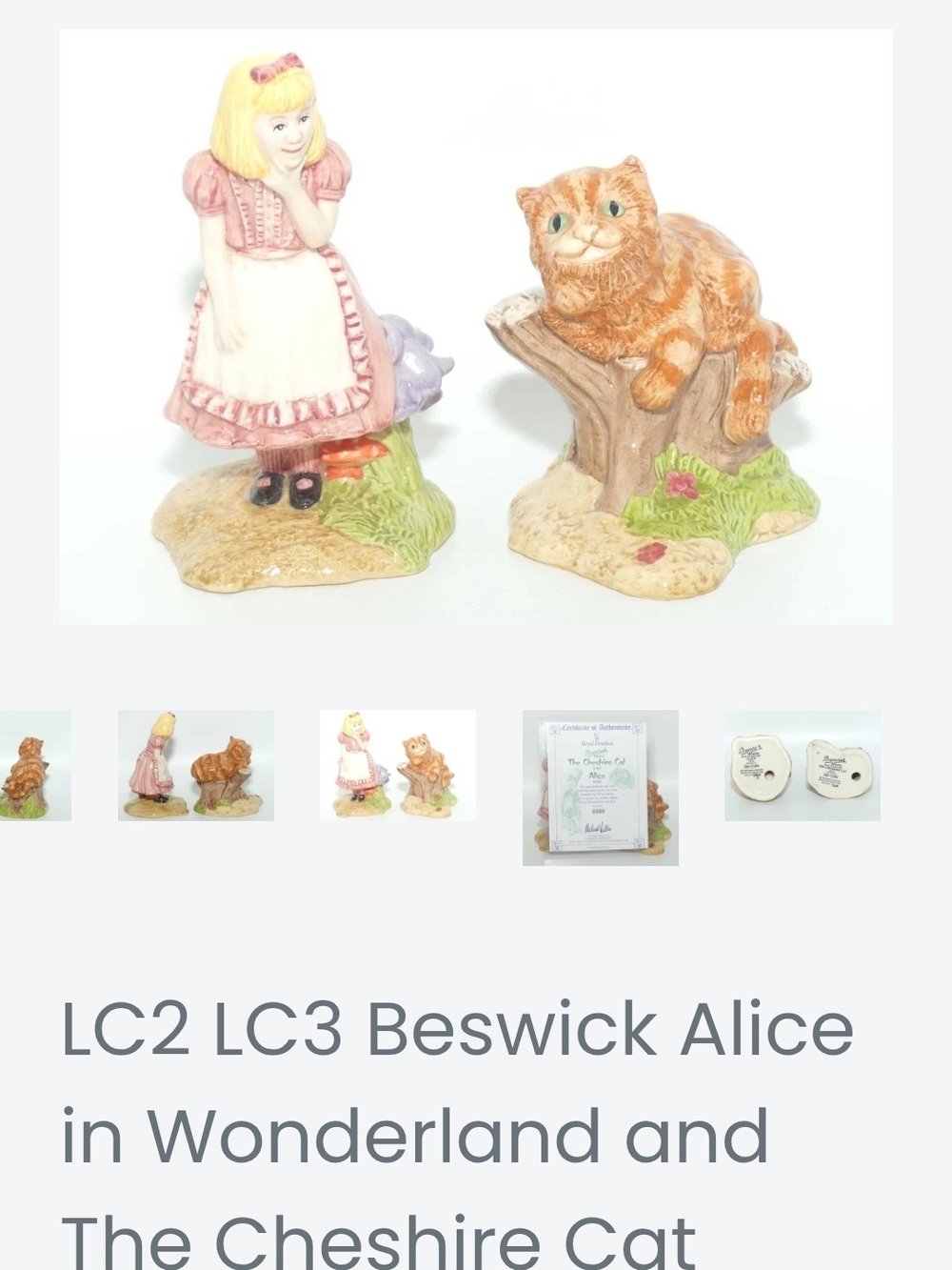 Royal Doulton Alice and Cheshire Cat Figurine Set - Pink, Blonde, Orange